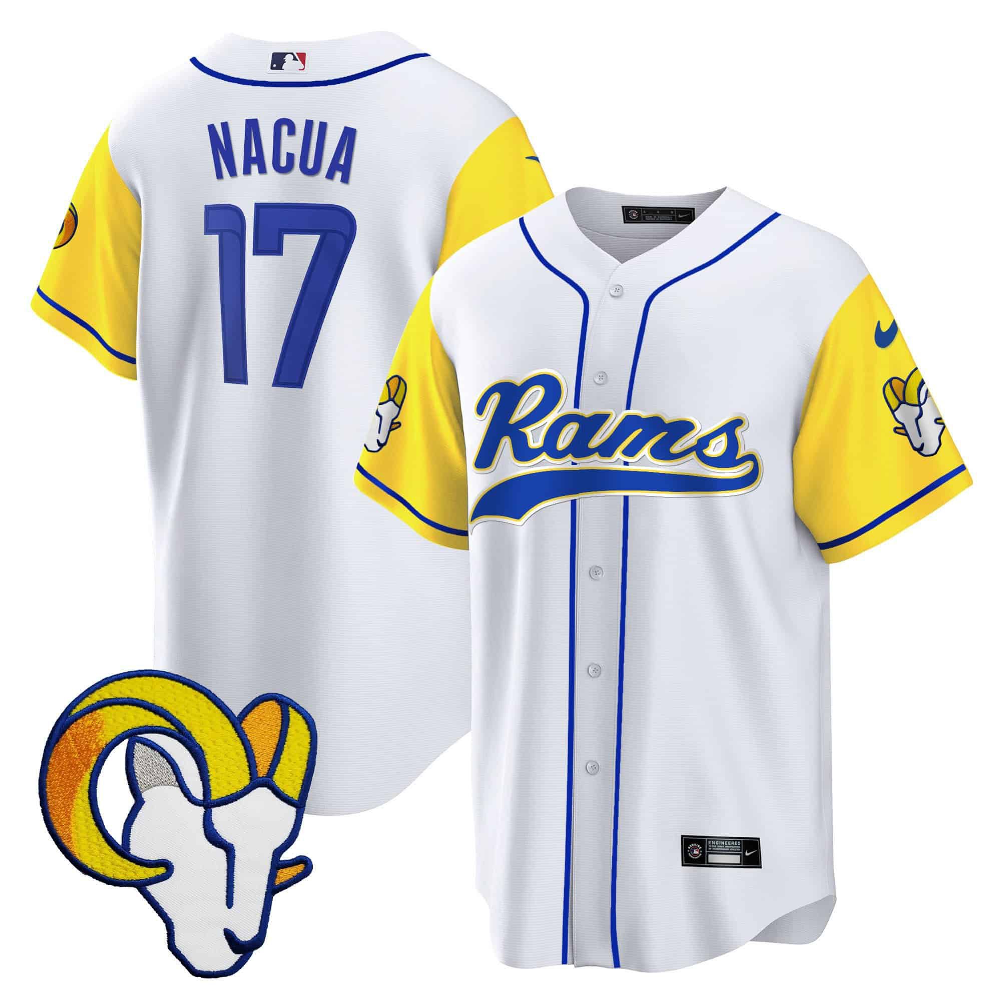 Men Los Angeles Rams #17 Nacua White 2024 Nike Baseball NFL Jersey